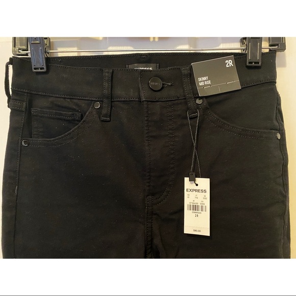 Express Mid Rise Black Skinny Jeans - Picture 4 of 6